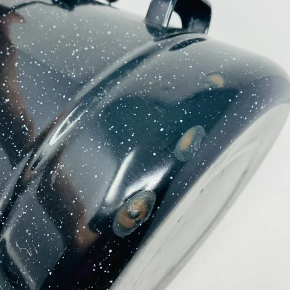 Vintage Graniteware Enamel Coffee Pot Campfire Camp Kettle 11" Large - Picture 8 of 12